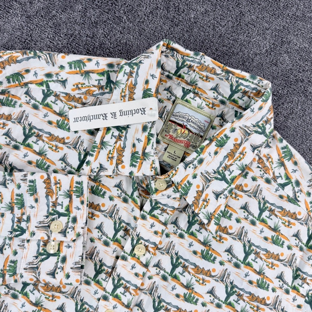 Rocking K Ranchwear Kennington Mens Large Desert Cactus Print Button Down Shirt